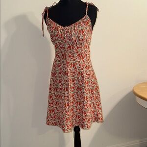 SHEIN Red and White Floral Mini Dress